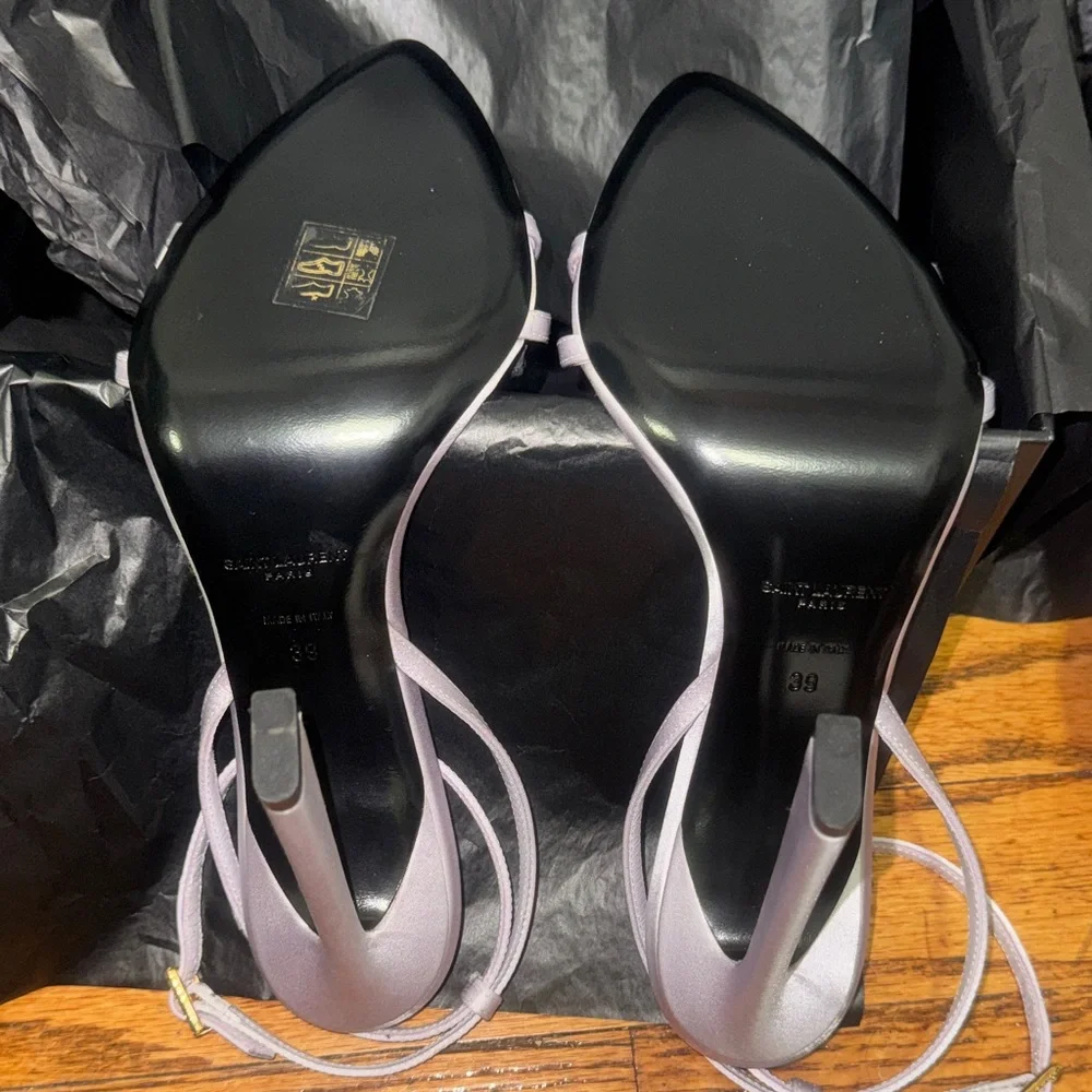 Saint Laurent Women's Grey Strappy Heels - Picture 4 of 8